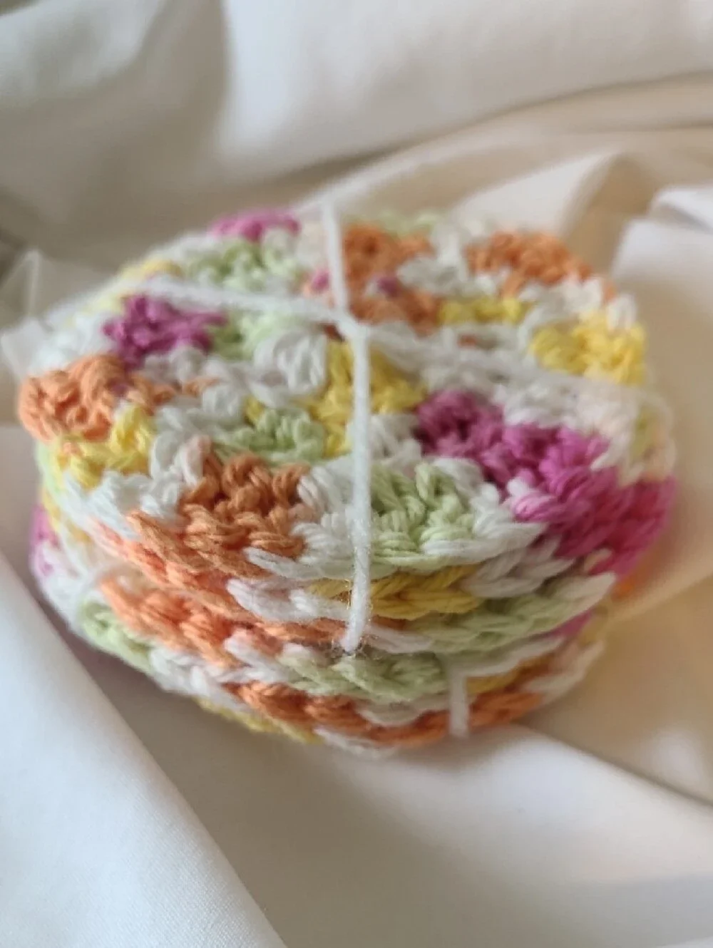 Handmade Crochet Face Rounds in Pastel Multi 6 Pack By Grey Dove Creations, NWOT